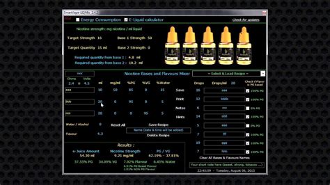 calcolatore vape liquido.